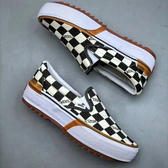 VANS Era Stacked Checkerboard Slip On Canvas Shoes - Picture 1 of 7
